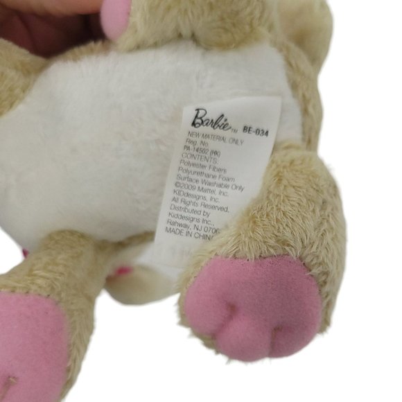 Mattel Barbie Dog Barking Puppy Plush 5" Stuffed Toy Tan Pink Sunglasses 2009 - Picture 9 of 9